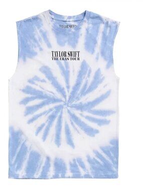 Taylor Swift Eras Tour Sleeveless Blue & White Tie Die T-Shirt XL